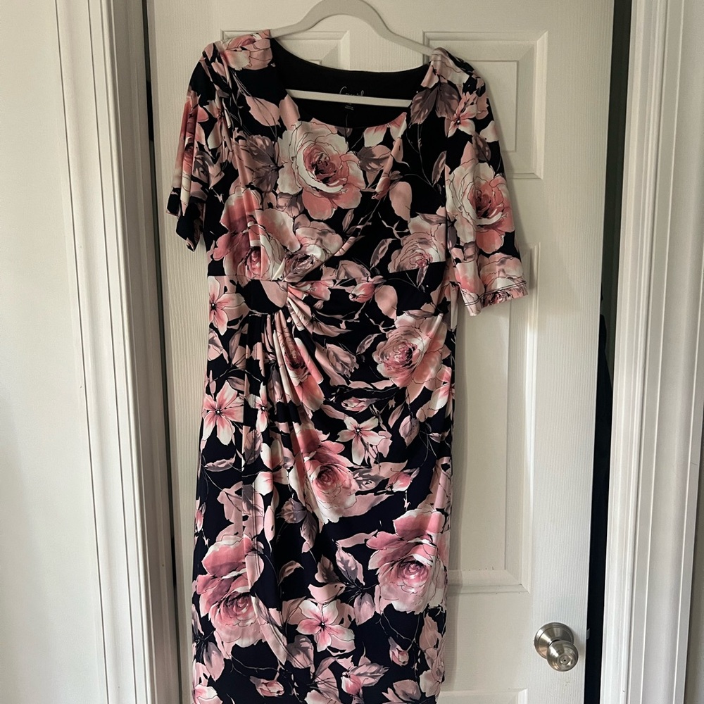 Floral Pink and Black Women's Dress